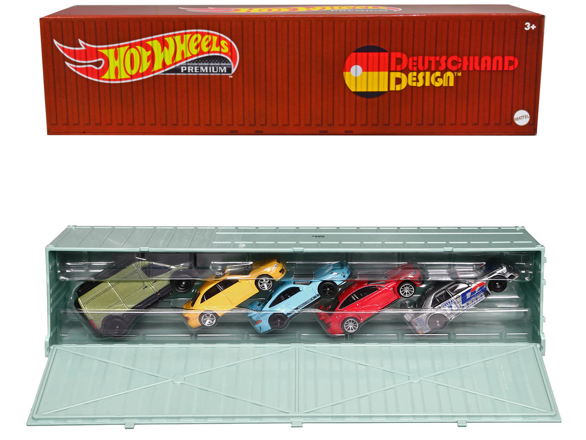 2022 "Deutschland Design" 5 piece Set with Container "Car Culture" Series Diecast Model Cars by Hot Wheels LuxuryLifeWay Online Store