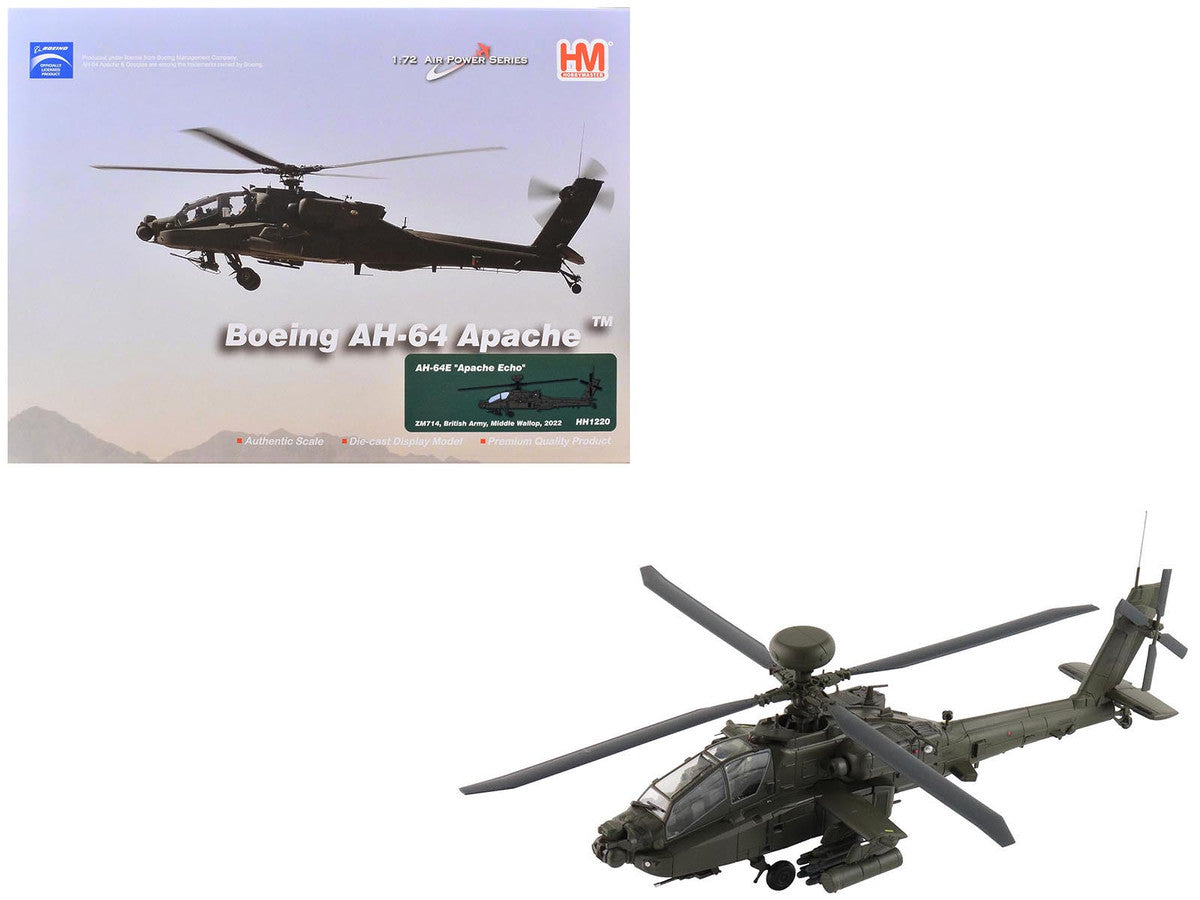 Boeing AH-64E Apache Echo Attack Helicopter "ZM714 Middle Wallop" (2022) British Army "Air Power Series" 1/72 Diecast Model by Hobby Master LuxuryLifeWay Online Store