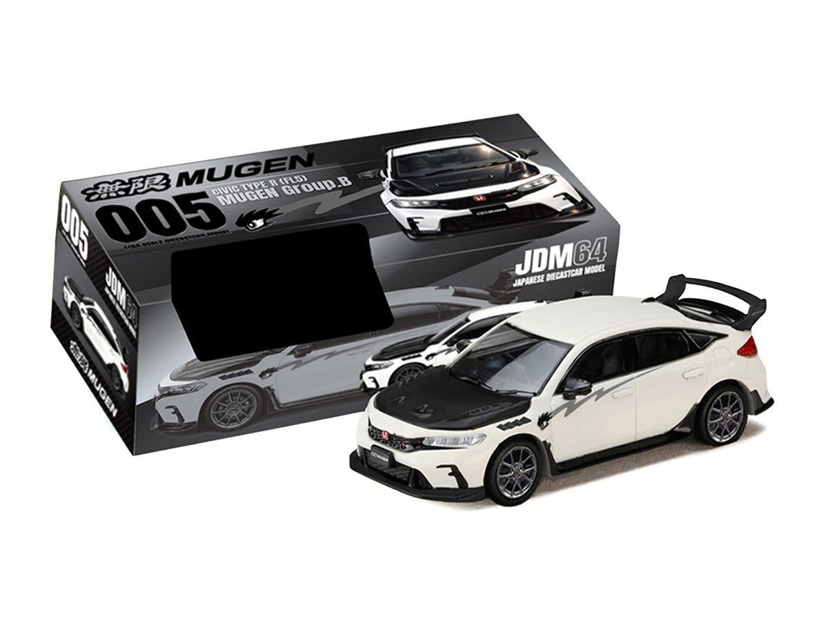 Honda Civic Type R (FL5) RHD (Right Hand Drive) Championship White with Carbon Hood "MUGEN Group B" (2025) "JDM64" Series by Hobby Japan LuxuryLifeWay Online Store