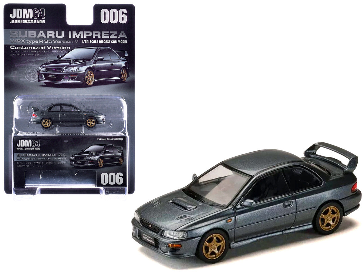 Subaru Impreza WRX Type R Sti Version V RHD (Right Hand Drive) Cool Gray Metallic "JDM64" Series 1/64 Diecast Model Car by Hobby Japan LuxuryLifeWay Online Store