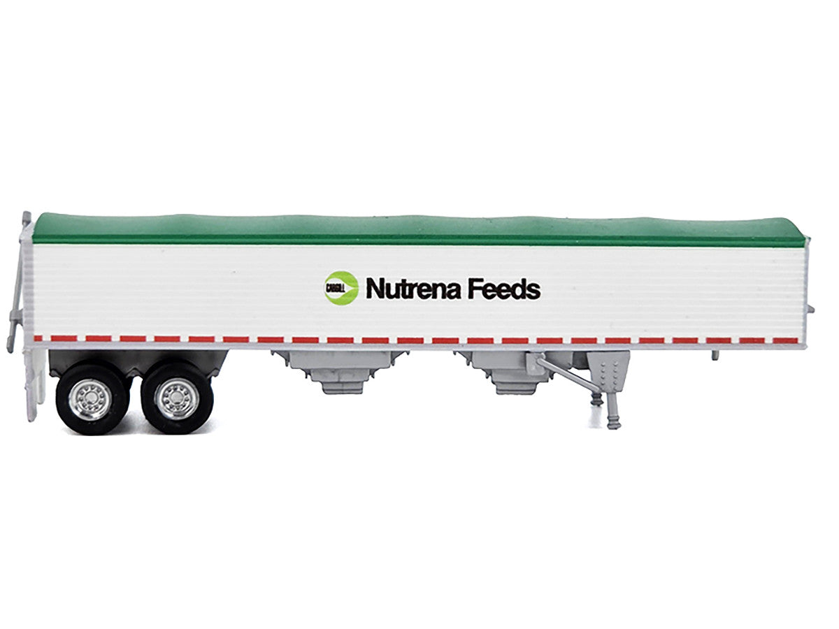 Covered Grain Trailer White with Green Tarp "Nutrena Feeds" 1/87 (HO) Plastic Model Car by HO Logistics LuxuryLifeWay Online Store