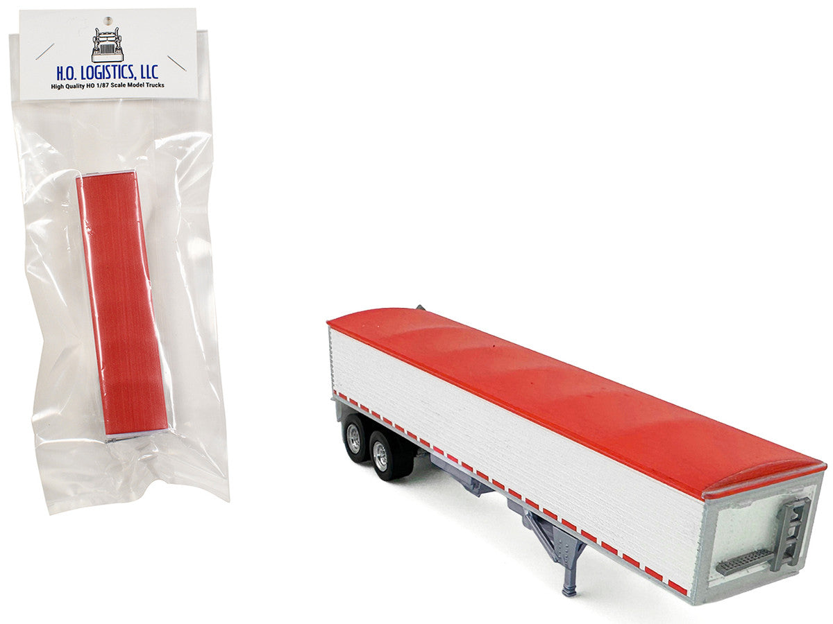 Covered Grain Trailer White with Red Tarp 1/87 (HO) Plastic Model Car by HO Logistics LuxuryLifeWay Online Store