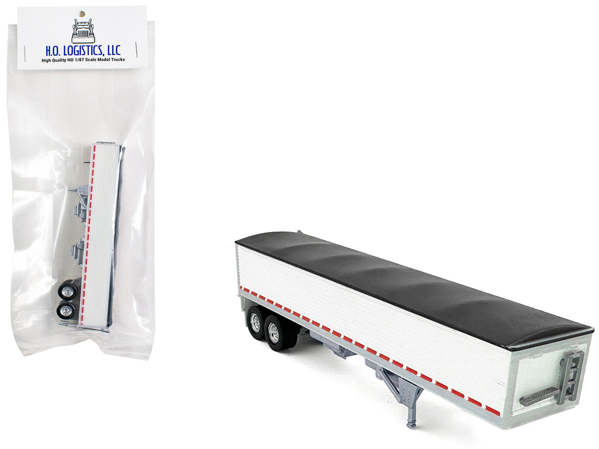 Covered Grain Trailer White with Black Tarp 1/87 (HO) Plastic Model Car by HO Logistics LuxuryLifeWay Online Store