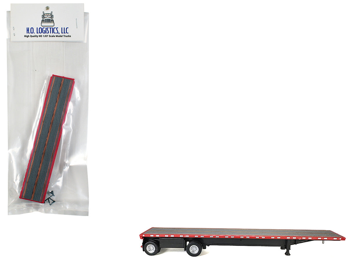High Boy Spread Axle Flatbed Trailer Red 1/87 (HO) Plastic Model Car by HO Logistics LuxuryLifeWay Online Store