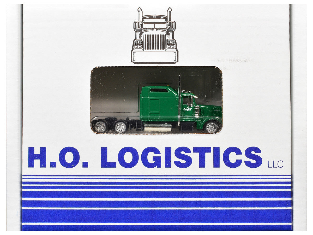 Kenworth W900L Truck Tractor with Sleeper Cab "Cargill" Green and Covered Grain Trailer White with Green Tarp Combo Set 1/87 (HO) Plastic Model Car by HO Logistics LuxuryLifeWay Online Store