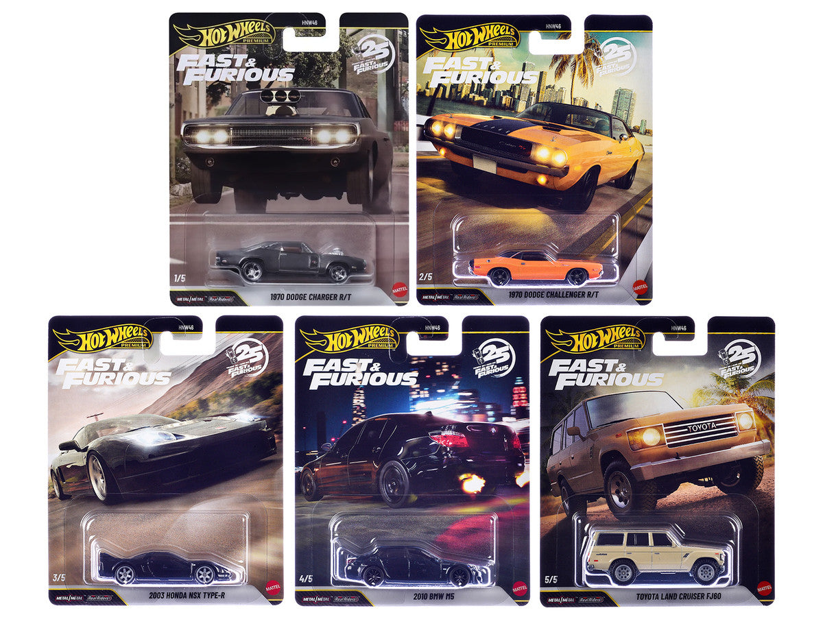 "Fast & Furious 25th Anniversary" 2026 5 piece Set Q Diecast Model Cars by Hot Wheels LuxuryLifeWay Online Store