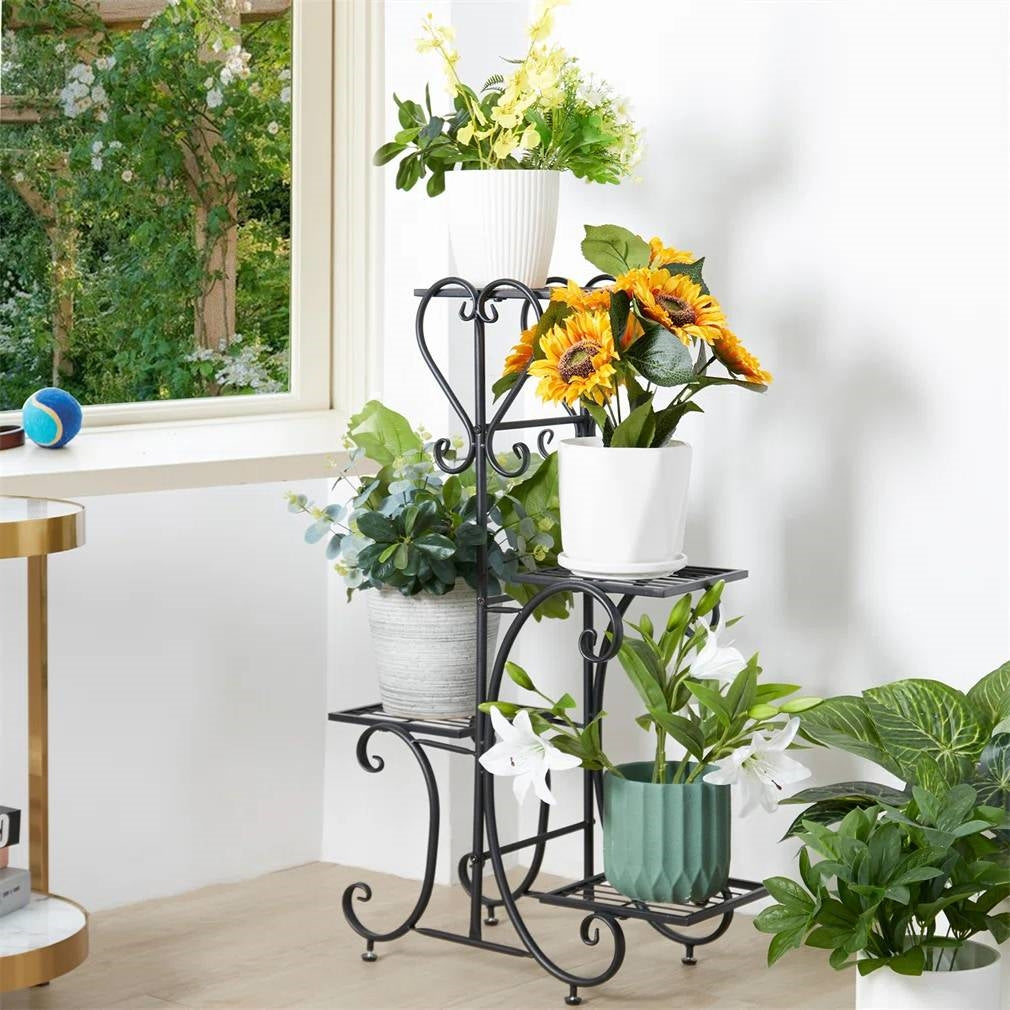 Elegant Black Metal 4-Shelf Plant Stand LuxuryLifeWay Online Store