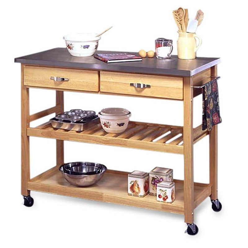 Stainless Steel Top Kitchen Cart Utility Table with Locking Wheels LuxuryLifeWay Online Store