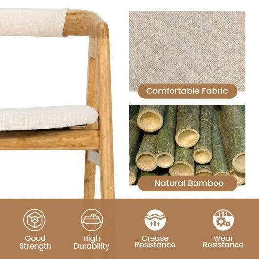 Leisure Bamboo Dining Chair with Curved Back and Anti-slip Foot Pads-Natural LuxuryLifeWay Online Store