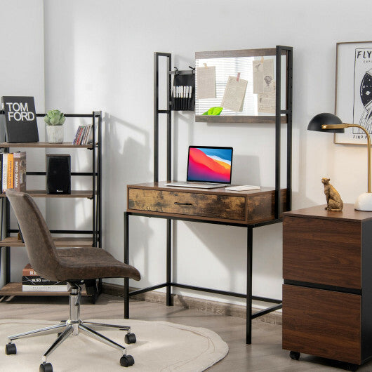 Industrial Vanity Table with 3-Height Adjustable Mirror Bag-Brown LuxuryLifeWay Online Store