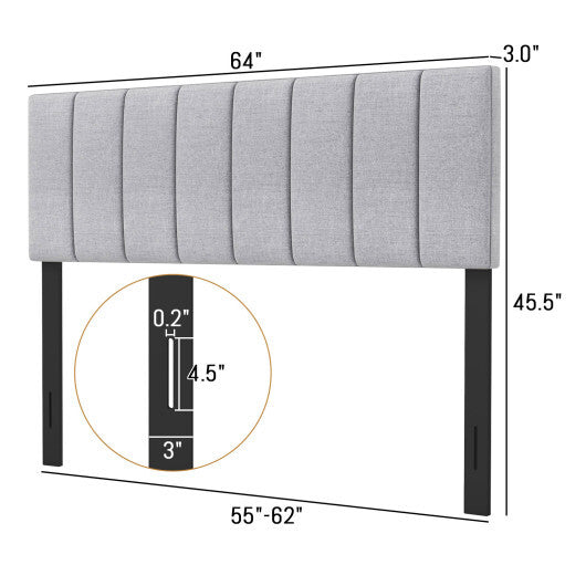 Linen Upholstered Headboard with Solid Wood Legs and Adjustable Width-Gray LuxuryLifeWay Online Store