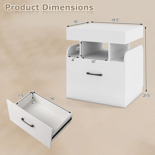 Nightstand with Charging Station Modern Bedside Table for Living Room Bedroom Office-Black LuxuryLifeWay Online Store