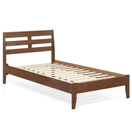 Twin Size Wood Platform Bed Frame with Slat Headboard LuxuryLifeWay Online Store