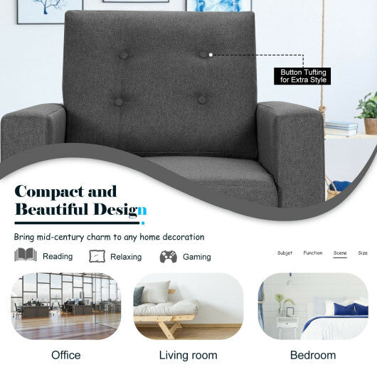Mid-Century Upholstered Armchair Club Chair with Rubber Wood Legs-Gray - Color: Gray LuxuryLifeWay Online Store
