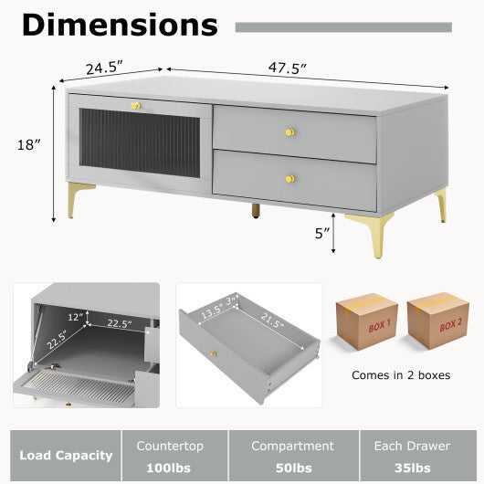 TV Stand with Compartment and Drawers for 55 Inch TV-Gray LuxuryLifeWay Online Store