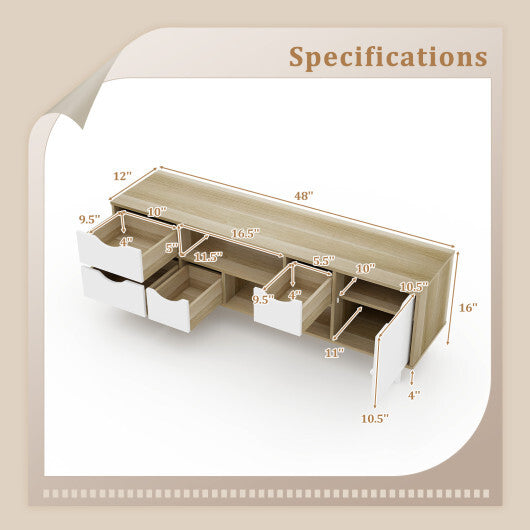TV Stand for TVs up to 55" Television Cabinetw/ 4 Drawers & 2 Open Shelves-Oak LuxuryLifeWay Online Store