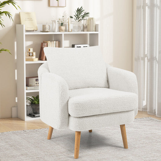 Sherpa Accent Chair Modern Living Room Chair with Seat Cushion-Grey LuxuryLifeWay Online Store