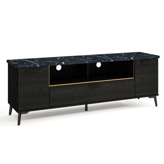 63 Inch TV Stand with Flip Door Cabinet for TVs up to 75 Inch-Black LuxuryLifeWay Online Store