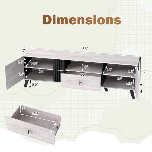 Mid Century Modern TV Stand Entertainment Center for 80" TVs-Oak LuxuryLifeWay Online Store