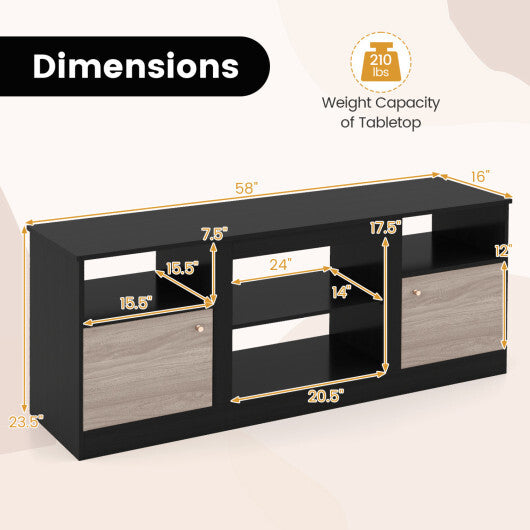 Entertainment Center with Adjustable Shelf & Open Compartment for 65" TVs-Black LuxuryLifeWay Online Store