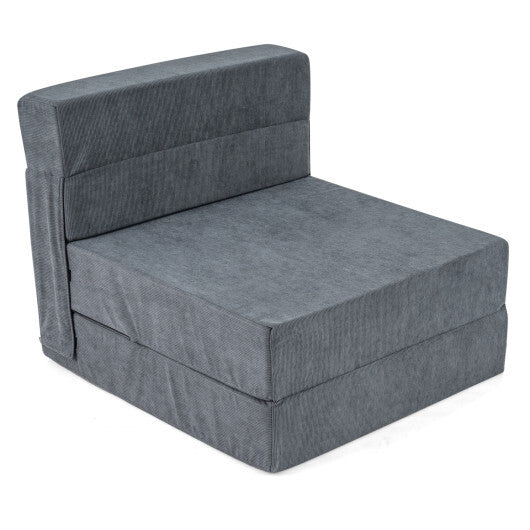4-in-1 Folding Sofa Bed with Corduroy Cover and Smooth Zipper for Living Room-Gray LuxuryLifeWay Online Store