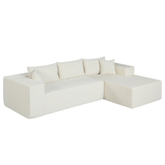 Modular Sectional Sofa Corduroy Upholstered L-shaped Sofa Couch with Deep Seats-Gray LuxuryLifeWay Online Store