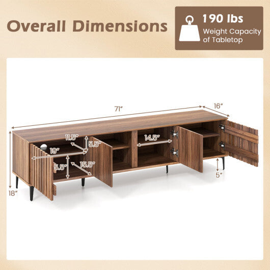 Mid Century Modern Entertainment Center with 4 Storage Cabinets for Living Room-Walnut LuxuryLifeWay Online Store