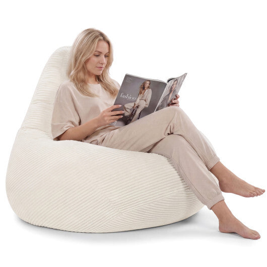 Bean Bag Chair for Adults Accent Lazy Sofa with Skin-friendly Corduroy Cover and Soft Sponge Filling-Blue LuxuryLifeWay Online Store