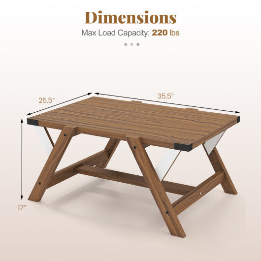 Farmhouse Center Table with Decorative Nailhead Accents for Living Room-Walnut LuxuryLifeWay Online Store