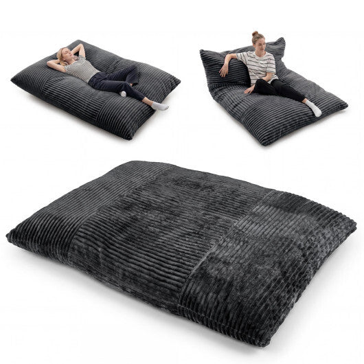 Convertible Bean Bag Floor Sofa with Machine-washable Corduroy Cover-Beige