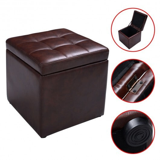 16 Inch Ottoman Pouffe Storage Box Lounge Seat Footstools - Color: Brown LuxuryLifeWay Online Store