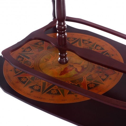 Vintage Globe Rolling Wine Bar Cart with Extra Shelf