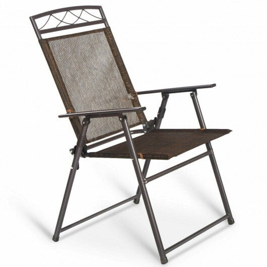 Set of 4 Patio Folding Sling Chairs Steel Camping Deck LuxuryLifeWay Online Store