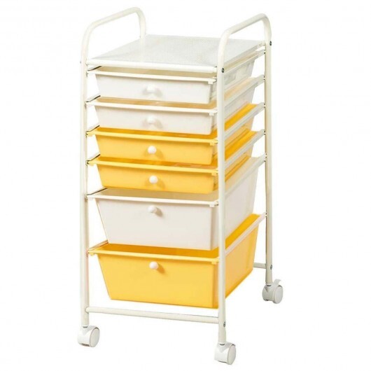 6 Drawers Rolling Storage Cart Organizer-Yellow - Color: Yellow LuxuryLifeWay Online Store