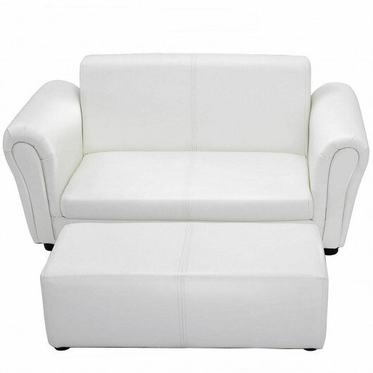 Black/White Kids Double Sofa with Ottoman-Black LuxuryLifeWay Online Store