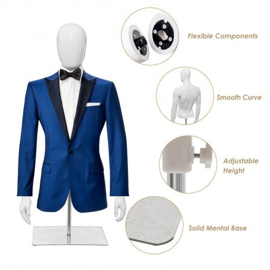 Plastic Half Body Head Turn Male Mannequin with Base LuxuryLifeWay Online Store
