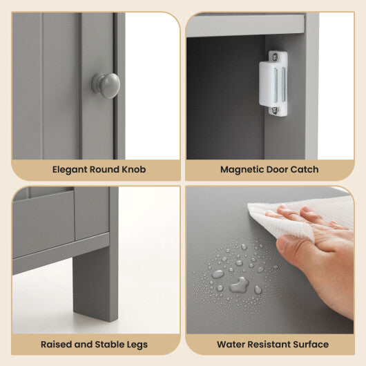 Bathroom Freestanding Adjustable Shelf Floor Storage Cabinet-White LuxuryLifeWay Online Store