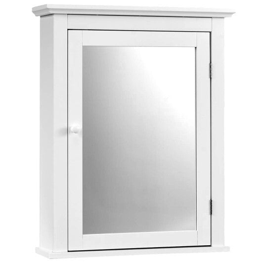 Bathroom Mirror Cabinet Wall Mounted Adjustable Shelf Medicine Storage-White - Color: White LuxuryLifeWay Online Store