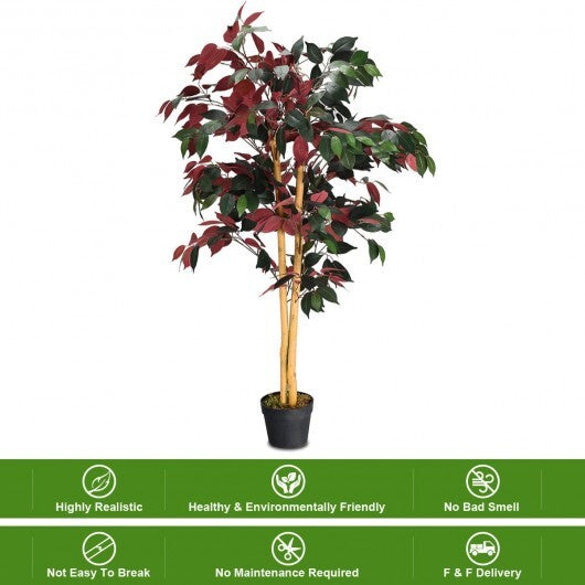 4 Feet Tall Artificial Ficus Tree with Nursery Pot LuxuryLifeWay Online Store