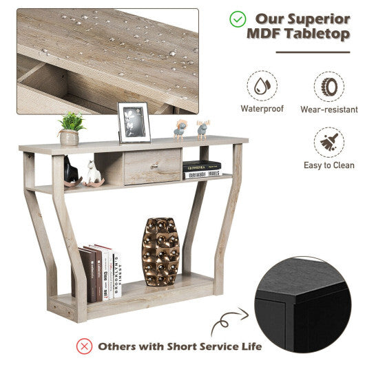 Curved Frame Modern Console Table with Storage Drawer for Entryway LuxuryLifeWay Online Store