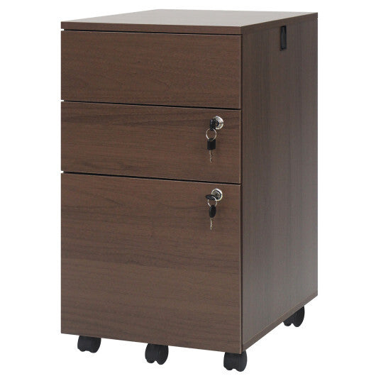 3 Drawer Filing Cabinet Locking Pedestal Desk -Black LuxuryLifeWay Online Store