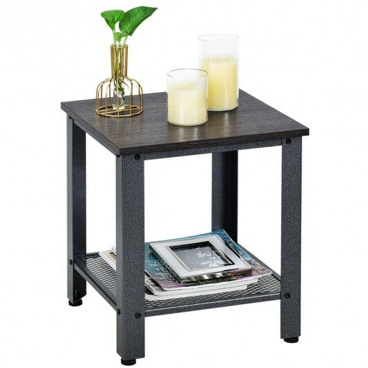 Industrial End Table 2-Tier Side Table-Black LuxuryLifeWay Online Store