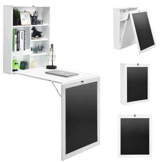 Convertible Wall Mounted Table with A Chalkboard-Black LuxuryLifeWay Online Store