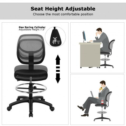 Adjustable Height Mid Back Mesh Drafting Office Chair LuxuryLifeWay Online Store