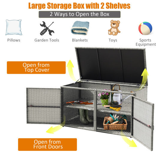 88 Gallon Garden Patio Rattan Storage Container Box - Color: Gray LuxuryLifeWay Online Store