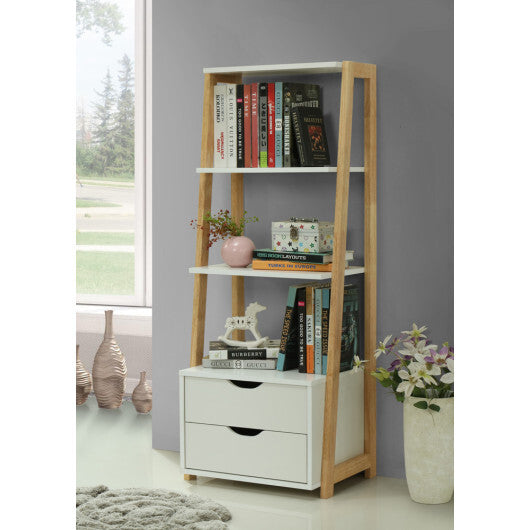 4-Tier Ladder Bookshelf Storage Display with Drawers LuxuryLifeWay Online Store