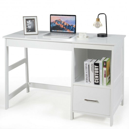 47.5 Inch Modern Home Computer Desk with 2 Storage Drawers-White LuxuryLifeWay Online Store