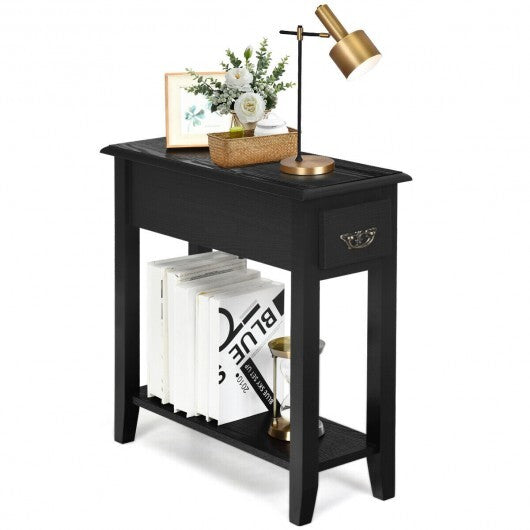 2 Tier End Bedside Sofa Side Table Narrow Nightstand-White LuxuryLifeWay Online Store