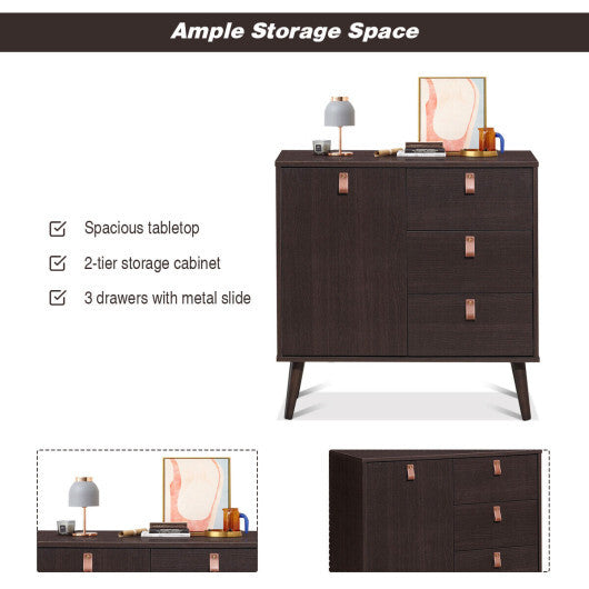 3-drawer Sideboard Storage Display Cabinet-Brown LuxuryLifeWay Online Store