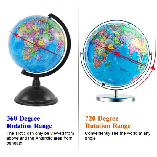 13 Inch Illuminated World Globe 720 Rotating Map with LED Light LuxuryLifeWay Online Store